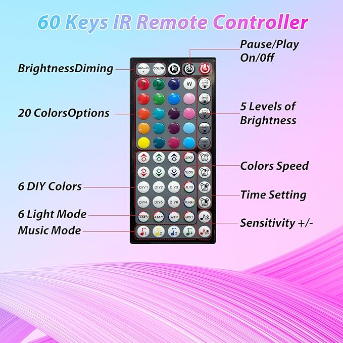Ledagic Led Lights for Bedroom 400 ft (4 Rolls*100ft) Music Sync RGB Led Strip Lights with Remote App Control, Color Changing Led Lights for Room Home Kitchen Party Decor