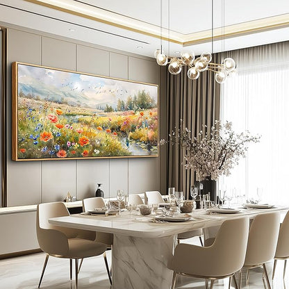QIYILEXWART Canvas Wall Art For Living Room Large Wall Decor For Office Bedroom Decorations Colorful Wildflower Landscape Pictures Farmhouse Painting Artwork Room Wall Mural Aesthetic Home Decor 30x60 In
