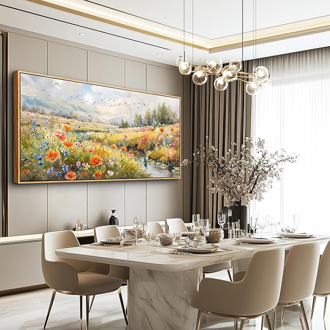 QIYILEXWART Canvas Wall Art For Living Room Wall Decor For Bedroom Office Wall Decoration Colorful Wildflower Landscape Painting Farmhouse Pictures Artwork Room Aesthetic Home Decor 20x40 In