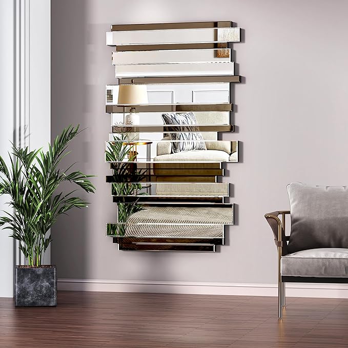 Decorative Mirrors for Wall Decor Large Mirrors for Wall Decor Living Room Silver Mirrors 27×55 inch (Gold Brown)
