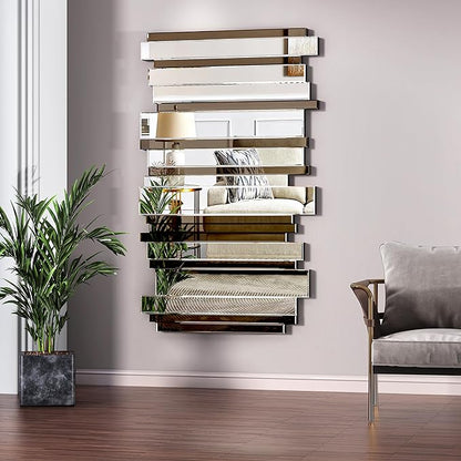 Decorative Mirrors for Wall Decor Large Mirrors for Wall Decor Living Room Silver Mirrors 27×55 inch (Gold Brown)