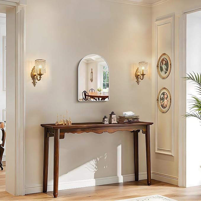FORBATH Arched Bathroom Mirror 16x24 Inch, Silver Bathroom Mirror Wall Mounted Modern Aluminum Alloy Frame Arch Mirror for Bedroom Living Room Entryway, Hanging or Leaning Against Wall