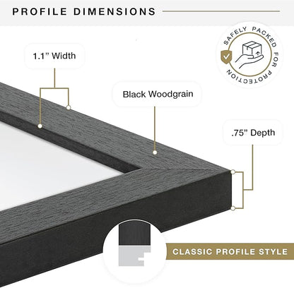 MCS Studio Gallery 16x20 Poster Frame Black Woodgrain Engineered Wood, Vertical & Horizontal Wall Hanging Large Picture Frame for Photos, Posters & Art Prints (1-Pack)