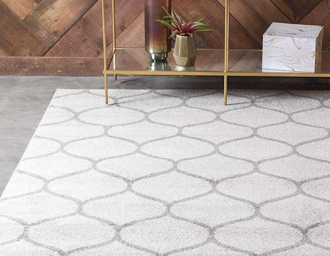 Unique Loom Trellis Frieze Collection Area Rug - Rounded (7' 1" x 10', Ivory/ Gray)