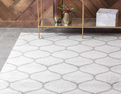 Unique Loom Trellis Frieze Collection Area Rug - Rounded (7' 1" x 10', Ivory/ Gray)
