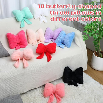 10 Pcs Pink Bow Pillows Bulk, 10 Colors 12 x 9 Inch Soft Bow Pillows Decorative for Bed Aesthetic Throw Pillow Small Coquette Bow-shaped Plush Pillow for Couch Chair Sofa Room Home Car Decor Gifts