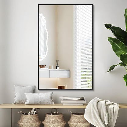 DESBING Black Bathroom Mirror for Wall, 30x48 Inch Rectangle Mirrors with Metal Frame, Modern Vanity Wall Mirror Decor for Entryway Hangs, Bathroom, Living Room Horizontal or Vertical