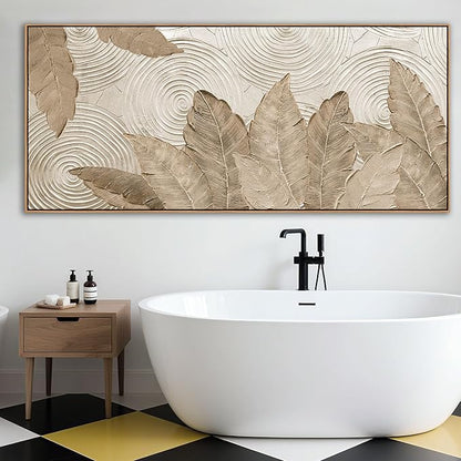 Minimalist & Modern Art for Bedroom Decor Framed Abstract & Textured Artwork for Walls Neutral & Contemporary Beige Pictures - 3D Artwork for Living Room and Boho Style 40×87IN