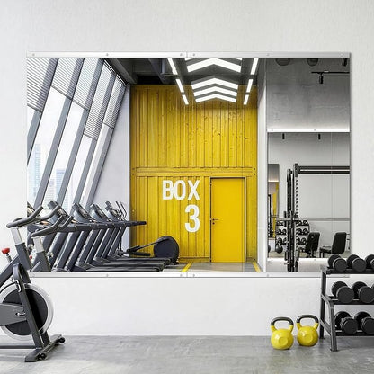 Home Gym Mirror for Wall, 48"x24"-3 PCS Full Length Workout Mirrors, Tempered Glass, HD Reflection, Large Frameless Body Mirror for Home Gym, Garage, Yoga, Dance, Bedroom(Silver)