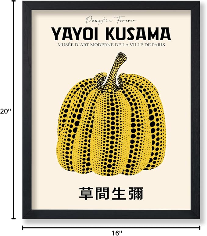 Poster Master Vintage Poster - Retro Pop Art Print - Gift for Artist, Friend - Pumpkin Forever, Black Dot, Modern, Abstract - Wall Decor for Home, Office, 16x20 Black Framed