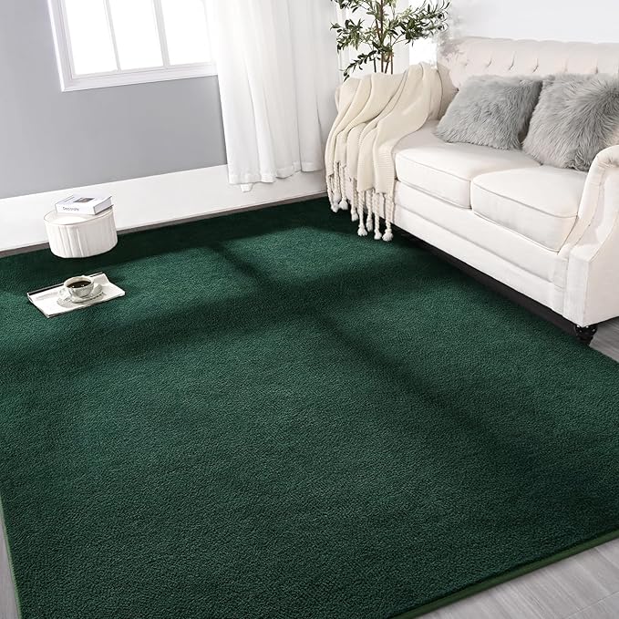 Gifeas Large Ultra Soft Modern Area Rugs for Living Room Bedroom, 5x8 Feet Deep Green Thickened Memory Foam Indoor Solid Minimalist Carpets, Non-Slip Comfy Rug for Boys Girls Nursery Room Home Decor