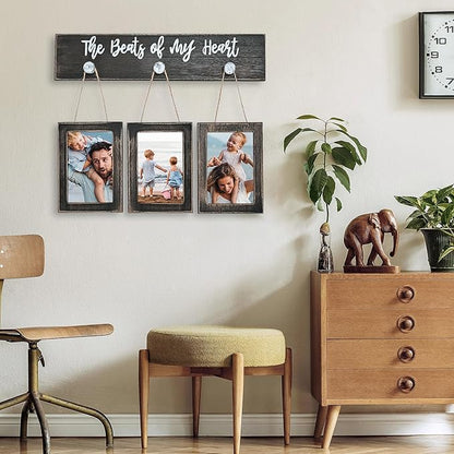 4X6 Picture Frames Collage for Wall Farmhouse Rustic Black Photo Frame with HD plexiglass Hanging Black Picture Frame Wall Decor for Living Room, Set of 3