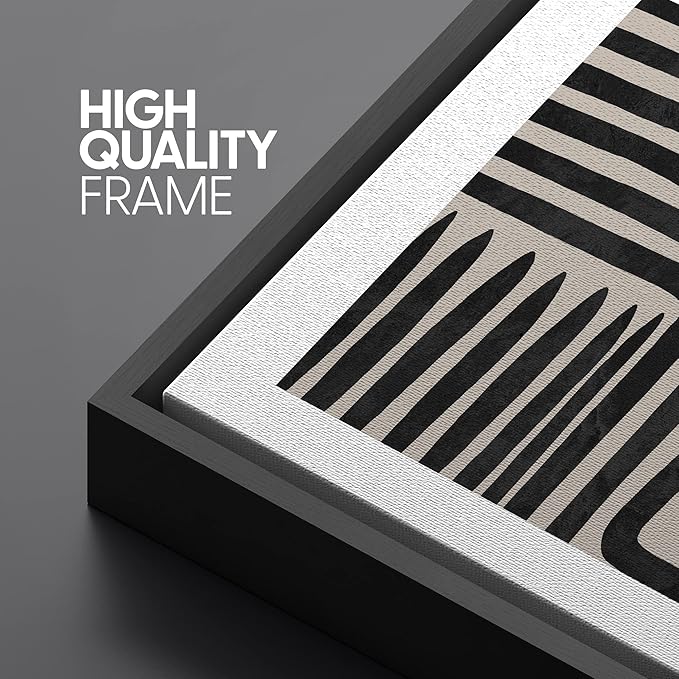 SIGNLEADER Framed Canvas Print Wall Art Set Geometric Black Paint Stroke Patterns Abstract Shapes Illustrations Modern Art Decorative Contemporary for Living Room, Bedroom, Office - 24"x36"x3 BLACK