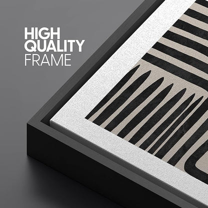 SIGNLEADER Framed Canvas Print Wall Art Set Geometric Black Paint Stroke Patterns Abstract Shapes Illustrations Modern Art Decorative Contemporary for Living Room, Bedroom, Office - 24"x36"x3 BLACK