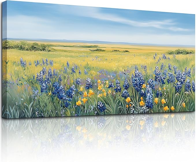 crmotu Landscape Wall Art, Nature Wall Art, Large Wall Decor, Coastal Meadow Canvas Painting, Countryside Scenery Pictures Wall Decor Living Room Bedroom Bathroom Kitchen Art Prints 20x40inch