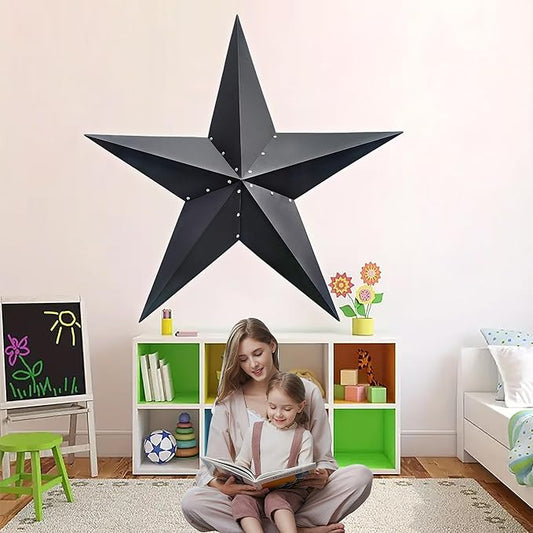 VIVICOMFY 48" Black Barn Star Metal Wall Hanging Decor - Outdoor & Indoor, Rust Resistant, Weatherproof - Perfect for Living Room & Farmhouse Decor