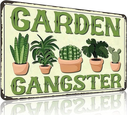 Funnysign Gardening Gifts Garden Ganster Vintage Gardening Tin Sign for Home Garden Patio Greenhouse Yard Decor 8 X 12 Inch (3826)