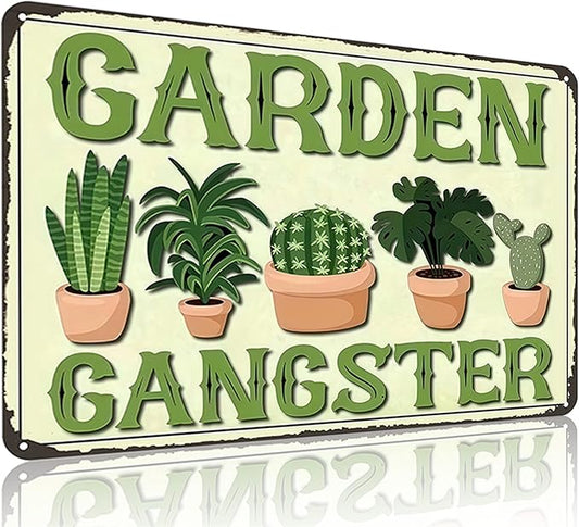 Funnysign Gardening Gifts Garden Ganster Vintage Gardening Tin Sign for Home Garden Patio Greenhouse Yard Decor 8 X 12 Inch (3826)