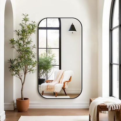 Bathroom Mirror for Wall, Large Bathroom Vanity Mirror for Over Sink 30 x 55, Black HD Reflection Shatterproof Mirror for Living Room Bedroom Entryway, Metal Frame Rectangular Shape