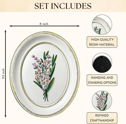 97 Decor White Vintage Wall Sculpture Decor - 3d Floral Wall Art, Unique Hancrafted Flower Sculptures, Elegant Gallery Art For Home Bedroom Kitchen Decorations