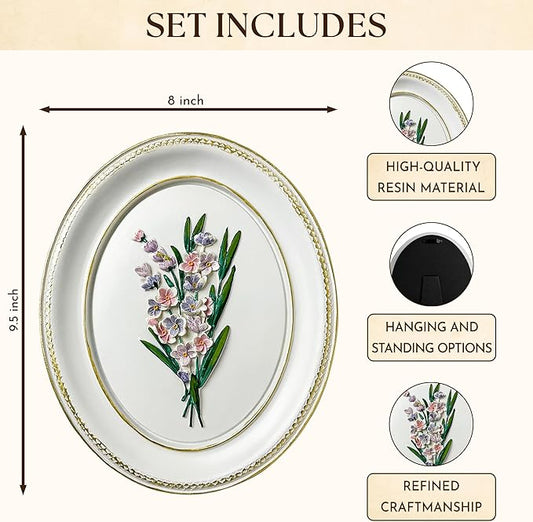 97 Decor White Vintage Wall Sculpture Decor - 3d Floral Wall Art, Unique Hancrafted Flower Sculptures, Elegant Gallery Art For Home Bedroom Kitchen Decorations