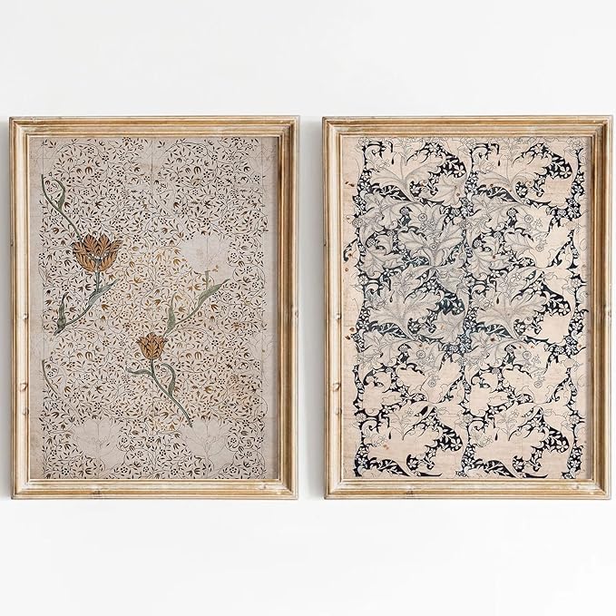 Vintage Botanical Wall Art Prints Set of 2 Antique Sketch Wall Art Decor Neutral Flower Canvas Wall Art Floral Pictures Farmhouse Painting Vintage Floral Artwork for Room Bedroom 16x24 Inch Unframed