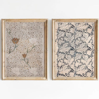 Vintage Botanical Wall Art Prints Set of 2 Antique Sketch Wall Art Decor Neutral Flower Canvas Wall Art Floral Pictures Farmhouse Painting Vintage Floral Artwork for Room Bedroom 12x16 Inch Unframed
