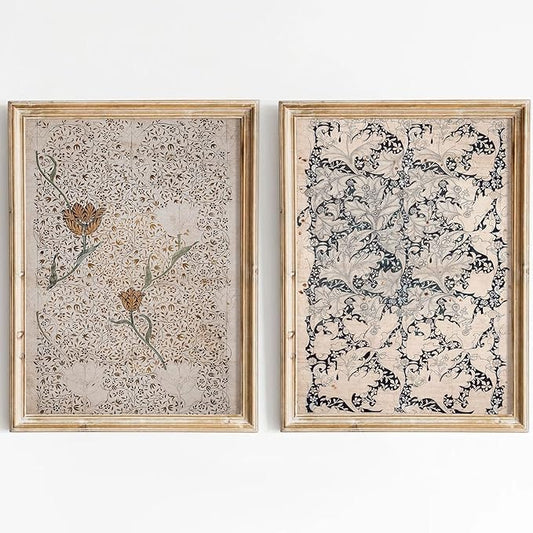 Vintage Botanical Wall Art Prints Set of 2 Antique Sketch Wall Art Decor Neutral Flower Canvas Wall Art Floral Pictures Farmhouse Painting Vintage Floral Artwork for Room Bedroom 12x16 Inch Unframed