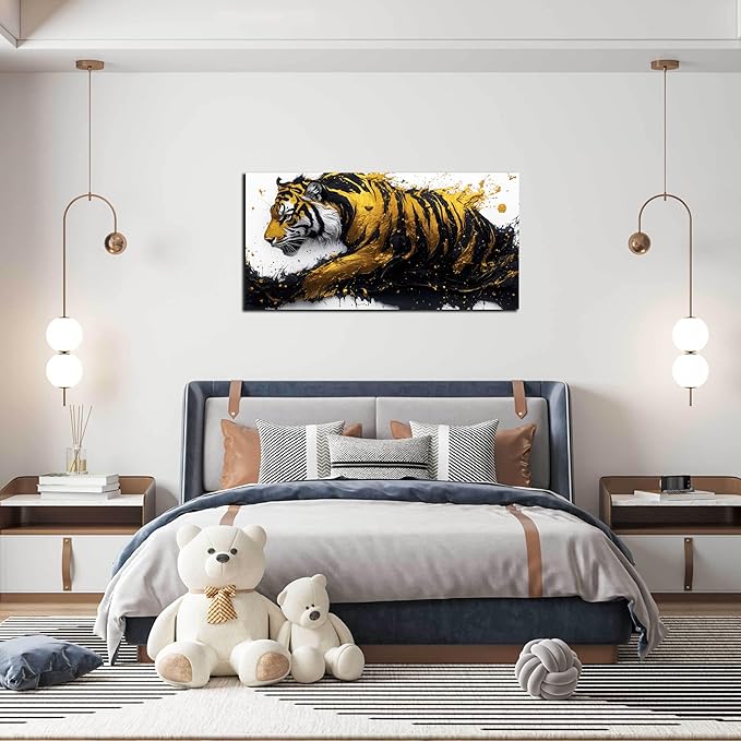 JKWALL77 Tiger Wall Canvas Art for Living Room - Animal Pictures for Office Wall Decor - Boys Bedroom Wall Decor Size 20" x 40"
