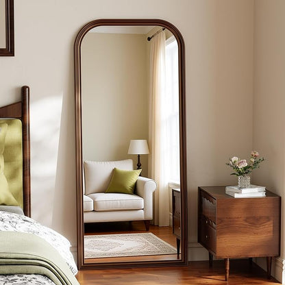 28"×69" Rounded Top Large Full Length Mirror, Arched Vintage Floor Stangding Body Mirror - PU Frame, Wall Mounted Hanging Leaning Antique Decor for Dressing Room, Entryway, Bedroom, Bronze