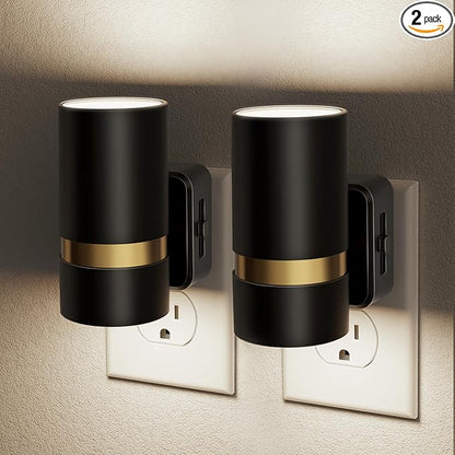 JandCase Night Lights Plug into Wall, Automatic Night Light with Dusk to Dawn, 2 Pack 0-100LM Dimmable Plug in LED Nightlight 5000K Daylight for Bedroom, Hallway, Stairs