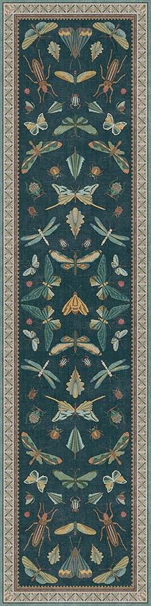 Hazo Haus Green Runner Rug 2'6"x10', Washable Boho Hallway Carpet for Kitchen & Entryway, Foldable Insect Décor Rug