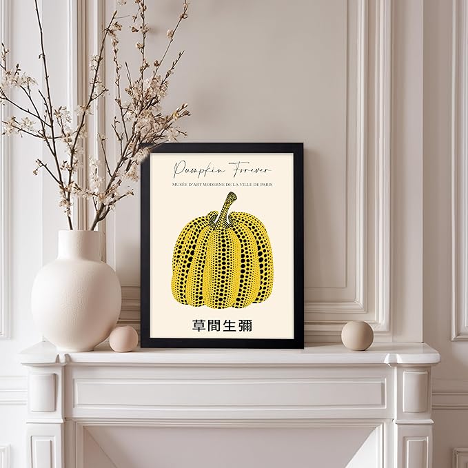 Poster Master Vintage Poster - Retro Pop Art Print - Gift for Artist, Friend - Pumpkin Forever, Black Dot, Modern, Abstract - Wall Decor for Home, Office, 11x14 Black Framed