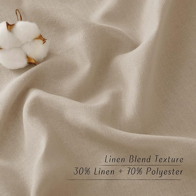 NICETOWN Linen Kitchen Window Curtains Over Sink, Grommet Privacy Added Thick Linen Curtains with Some Light Filtering Burlap Drapes for Home Office/Bedroom, Taupe, 2 Panels, W55 x L54