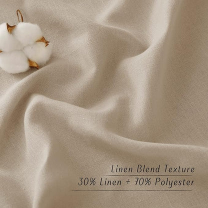 NICETOWN Linen Kitchen Window Curtains Over Sink, Grommet Privacy Added Thick Linen Curtains with Some Light Filtering Burlap Drapes for Home Office/Bedroom, Taupe, 2 Panels, W55 x L54