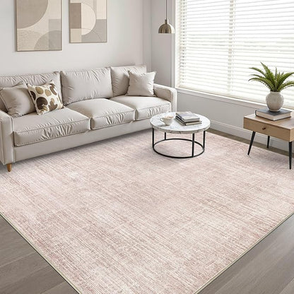 Pink Rug 6x8 Living Room: Washable Large Neutral Rugs Abstract Soft Modern Stain Resistant Indoor Floor Non-Slip Carpet for Nursery Kids Girls Bedroom Playroom Dining Room Under Table