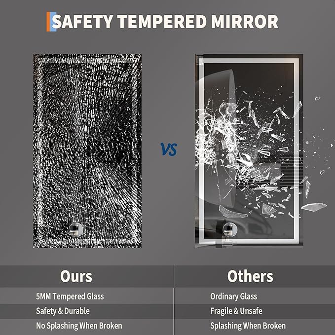 50x28 LED Bathroom Mirror with Lights, Wall Mounted Vanity Mirror with Front & Backlight, Dimmable Color Temperature, Frameless Aluminum, 5mm Copper-Free Glass