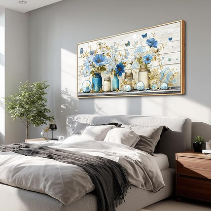 Wapluam Floral Wall Art for Living Room,Wall Art Bedroom,Elegant Flowers Painting Prints,Still Life Vintage Wall Decor,Farmhouse Framed Artwork for Bathroom Dining Room Home Office Decoration 20x40 In