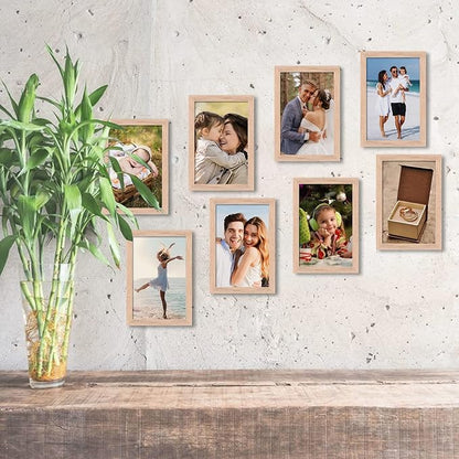 ATOBART 4x6 Picture Frame, OAK Wood Photo Frame with Perspex Glass for Vertical or Horizontal Tabletop Wall Display for Photos, Paintings, Posters, Artwork, Birthday Christmas Gift, Set of 4