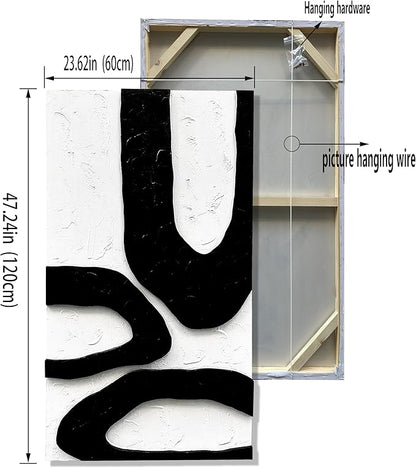 NANKAI Art 48x24 Inch white and black thick texture Abstract Oil painting Hand painted modern minimalist oil painting home office corridor wall decorative art