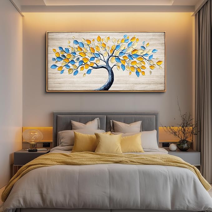 Wapluam Large Canvas Wall Art For Living Room,Tree Of Life Wall Art,Abstract Canvas Painting Art Prints,Above Bed Wall Decor,Nature Modern Pictures Wall Decor For Bedroom Bathroom Dining Room Office