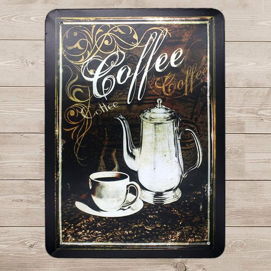 ARTCLUB Vintage Coffee, Metal Tin Sign, Vintage Antique Plaque Poster Kitchen Home Cafe Wall Decor