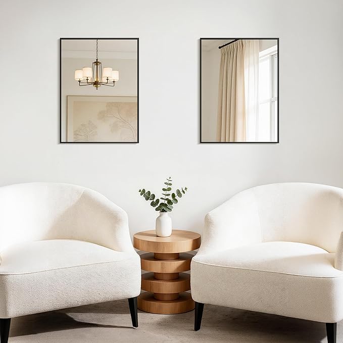 DESBING Black Bathroom Mirror 2 Pack 18x24 Inch, Shatter-Resistant Wall Mirror with Durable Frame, Modern Decor for Entryway/Bathroom/Living Room – Horizontal/Vertical