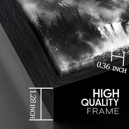 Forest Wall Art Canvas - Black and White Wall Art for Living Room - Black Framed Wall Art Size 29" x 59"