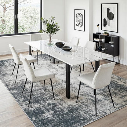 Area Rug 5x7 Living Room Rug Washable: No-Slip Abstract Soft Thin Large Deep Black Gray White Rugs, Indoor Floor Stain Resistant Modern Carpet for Bedroom Dining Room Farmhouse Nursery Home Office