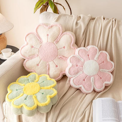 Flower Shaped Decorative Throw Pillow Cushion for Bed Couch, Cute Flower Plush Throw Pillows Home Decor Floor Pillow Seating Cushions (Light Green, 17.7 Inches)
