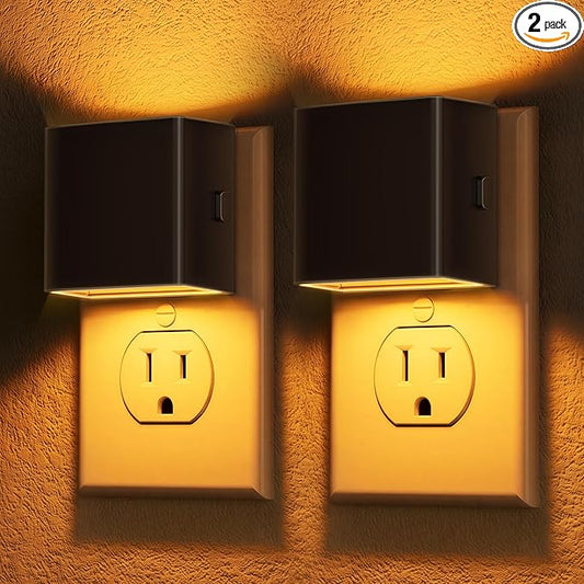 DORESshop LED Night Lights Plug into Wall [2 Pack], Plug in Nightlight, 3 Level Brightness Adjustable Night Light, Dusk to Dawn Sensor, Nightlights for Adults, Bedroom, Bathroom, Hallway, 1800K
