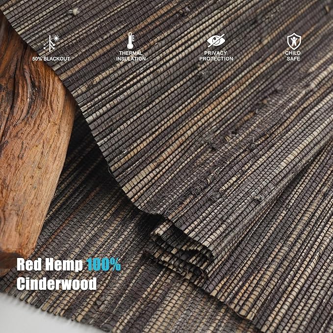Motorized Bamboo Roman Blinds with Remote, Woven Roman Shades Compatible with Alexa Google Home, Automatic Bamboo Blind for Indoor Windows CustomSize(Cinderwood)