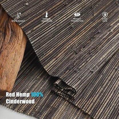 Motorized Bamboo Roman Blinds with Remote, Woven Roman Shades Compatible with Alexa Google Home, Automatic Bamboo Blind for Indoor Windows CustomSize(Cinderwood)
