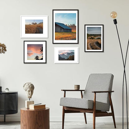 Hongkee 13x19 Picture Frame Set of 3 - Display 11x17 Photo with Mat or 13 x 19 Poster without Mat, Wall Mounting Horizontal and Vertical, Black